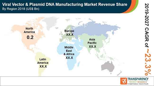 global viral vector plasmid dna manufacturing market revenue share by region