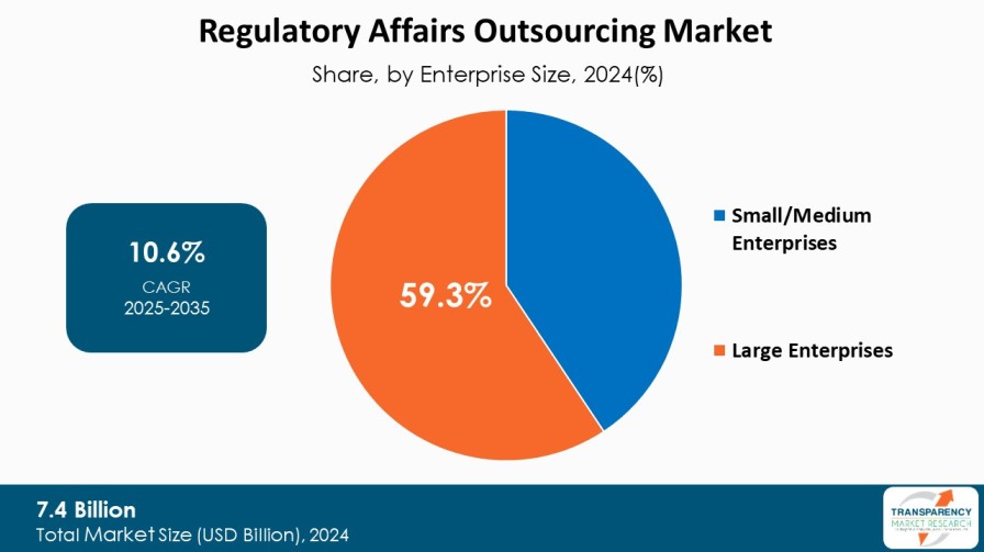 Regulatory Affairs Outsourcing Market Share By Enterprise Size 2024